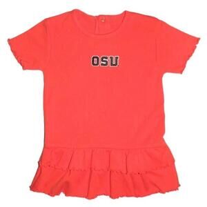 OSU Oregon State University BEAVERS  Size 18M  ORANGE Knit T-Shirt DRESS Ruffles